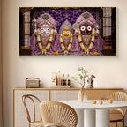 Hindu Deities Lord Jagannath, Subhadra & Balabhadra Glass Finish Horizontal Wall Art