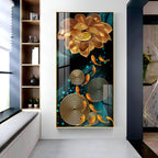 Golden Serenity Blossom Premium Acrylic Vertical Wall Art