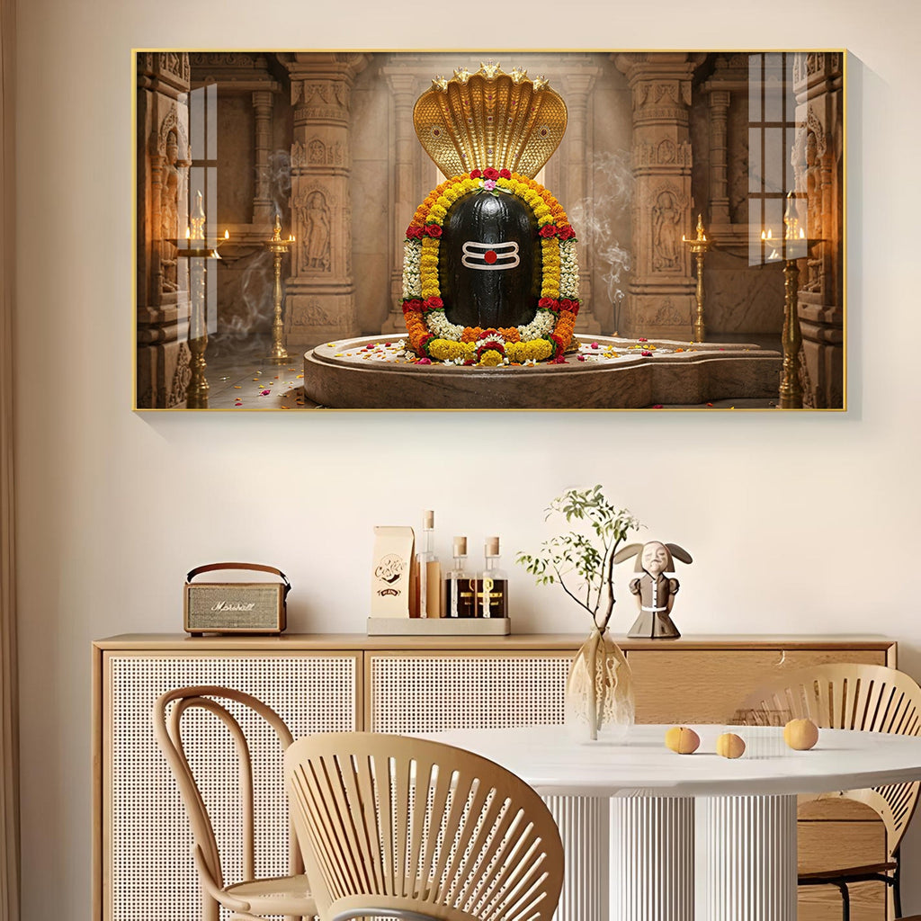 Mahadev Shambhu Glass Finish Horizontal Wall Art