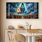 Bhole Baba Mahadev Glass Finish Horizontal Wall Art