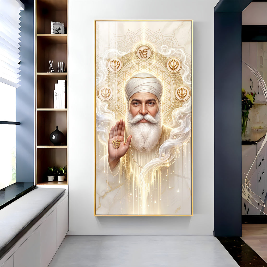 Guru Nanak Ji With Ik Onkar Premium Acrylic Vertical Wall Art