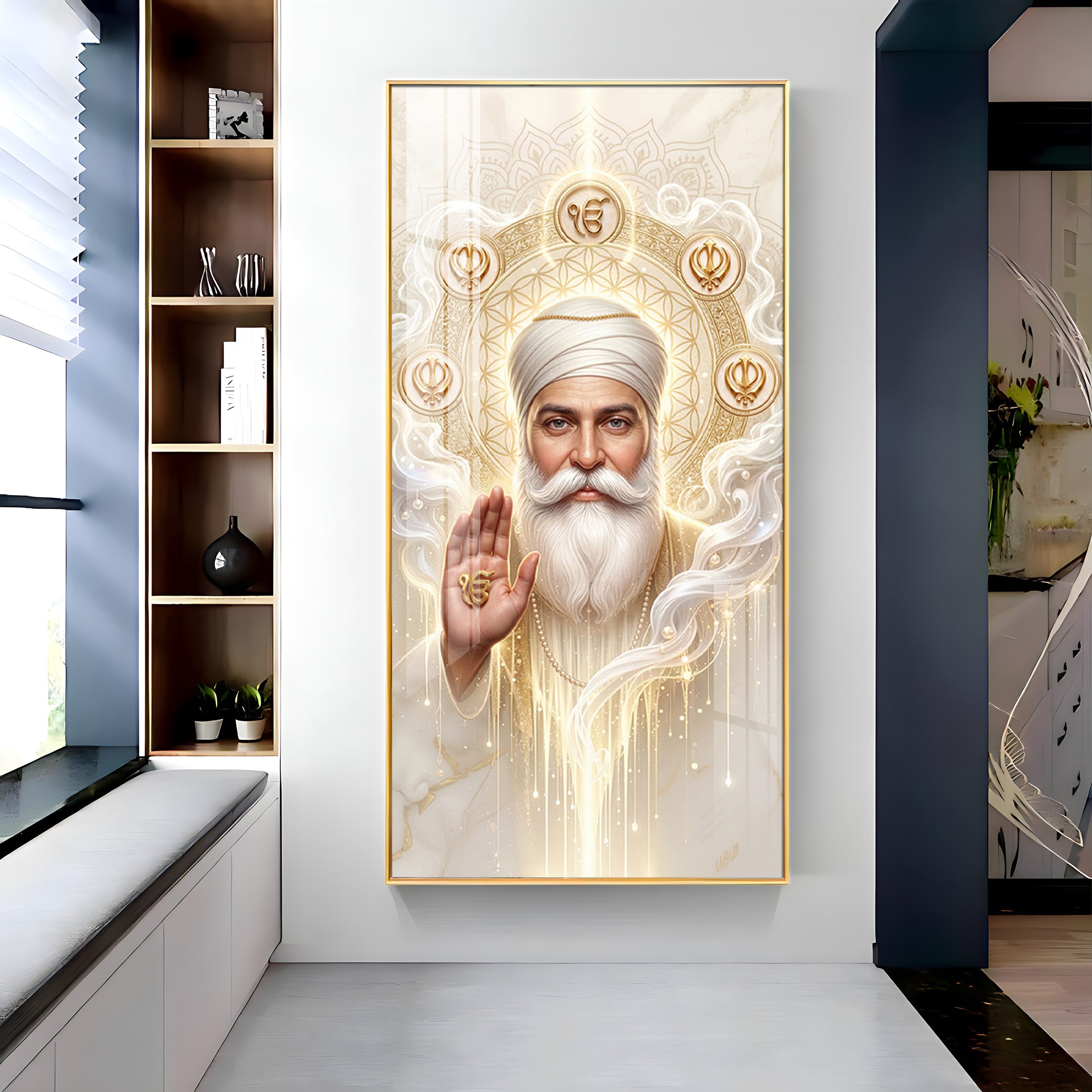 Guru Nanak Ji With Ik Onkar Premium Acrylic Vertical Wall Art