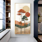 Boho Trees & Mountain Premium Acrylic Vertical Wall Art