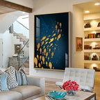 Beautiful Gold Fishes In Ocean Premium Acrylic Vertical Wall Art