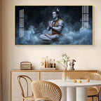 Lord Shiva In A Deep Meditative State Glass Finish Horizontal Wall Art