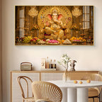Lord Ganpati Bappa Glass Finish Horizontal Wall Art