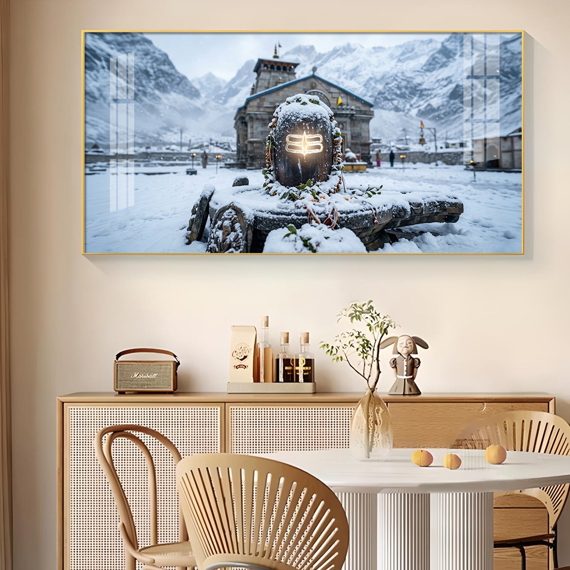 Bhole Baba In Kedarnath Glass Finish Horizontal Wall Art