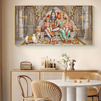 Shiv Parivar Glass Finish Horizontal Wall Art