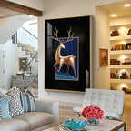 Majestic Golden Deer Premium Acrylic Vertical Wall Art