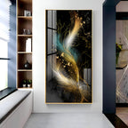 Abstract Golden & White Feathers Premium Acrylic Vertical Wall Art