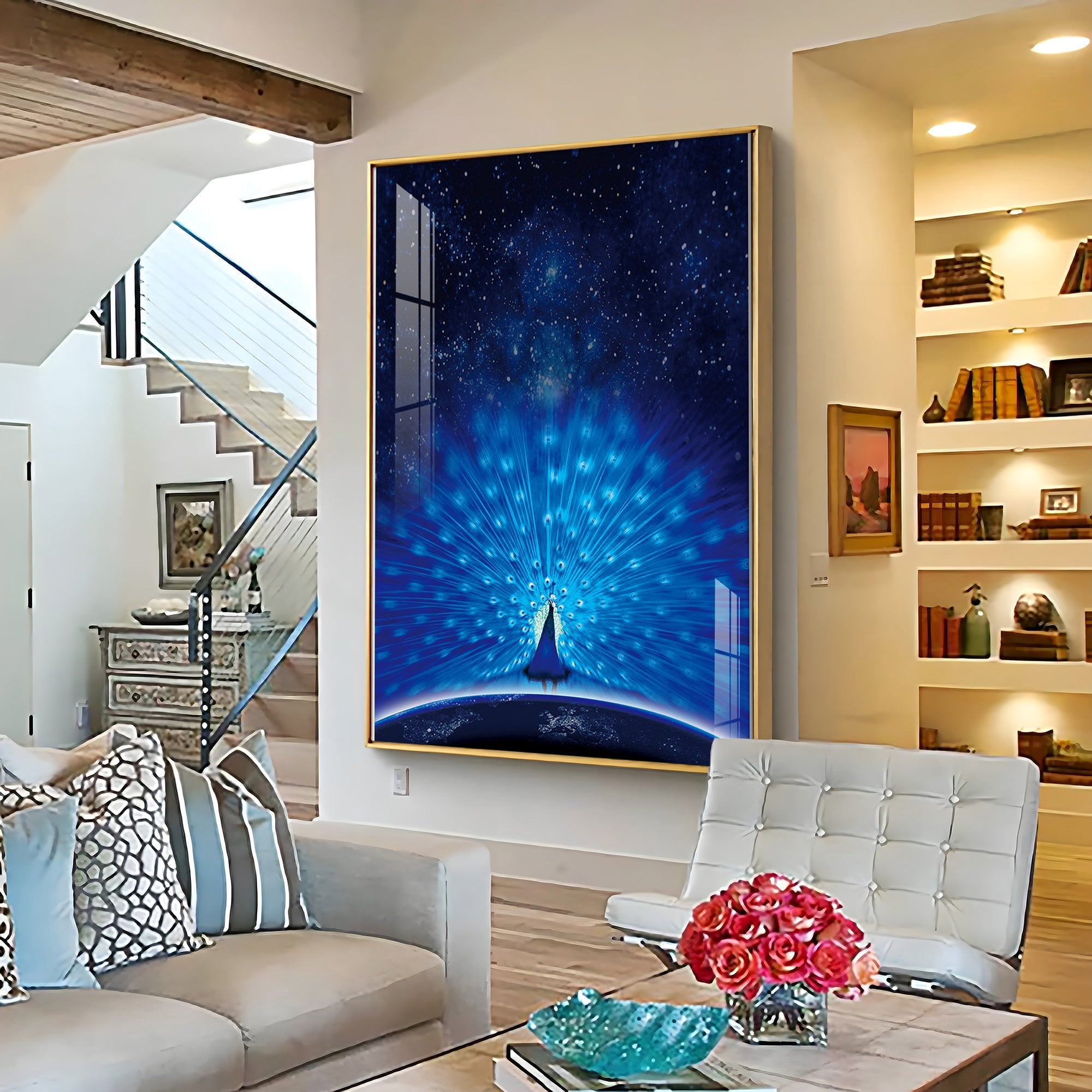 Mystic Peacock Premium Acrylic Vertical Wall Art