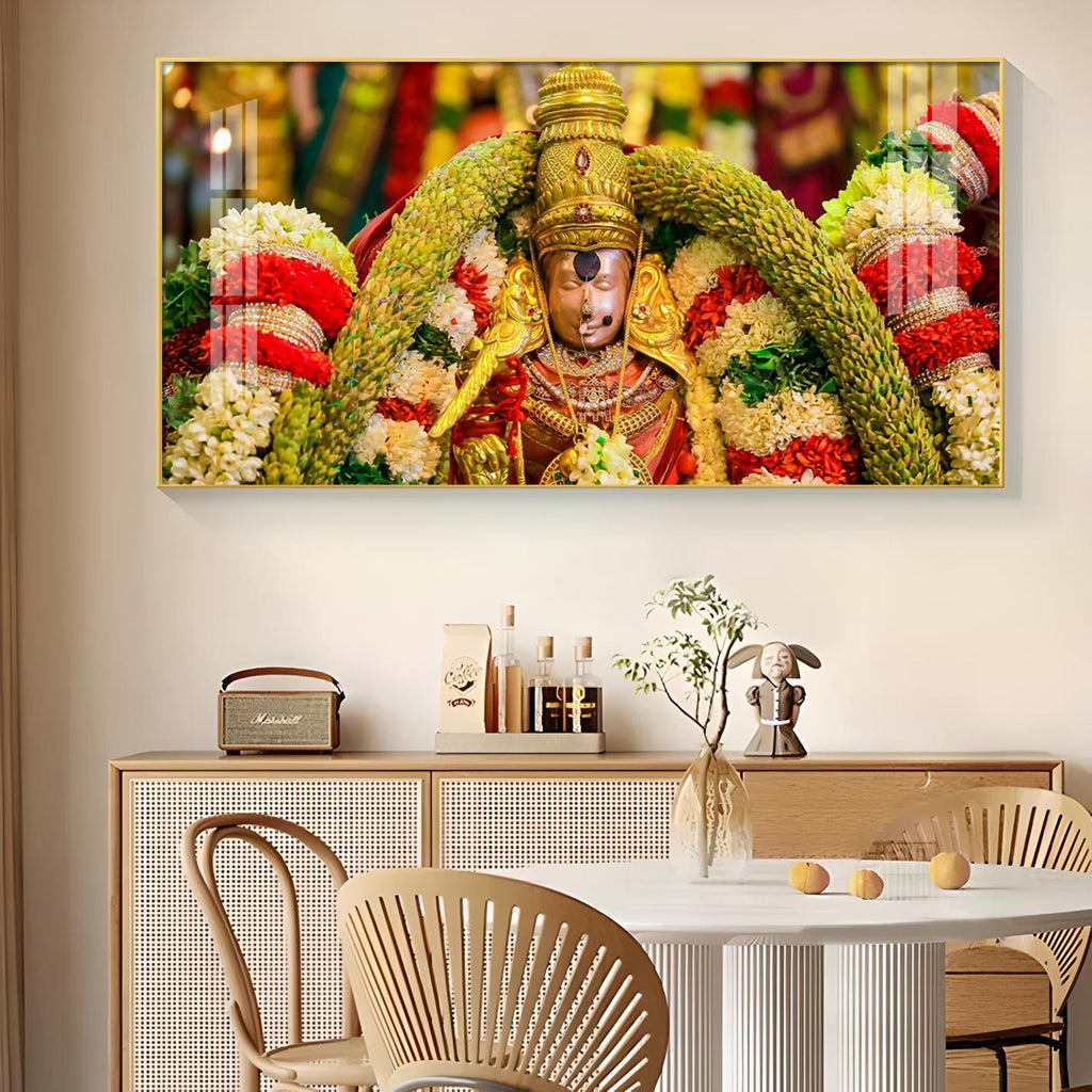 Goddess Meenakshi Amman Glass Finish Horizontal Wall Art