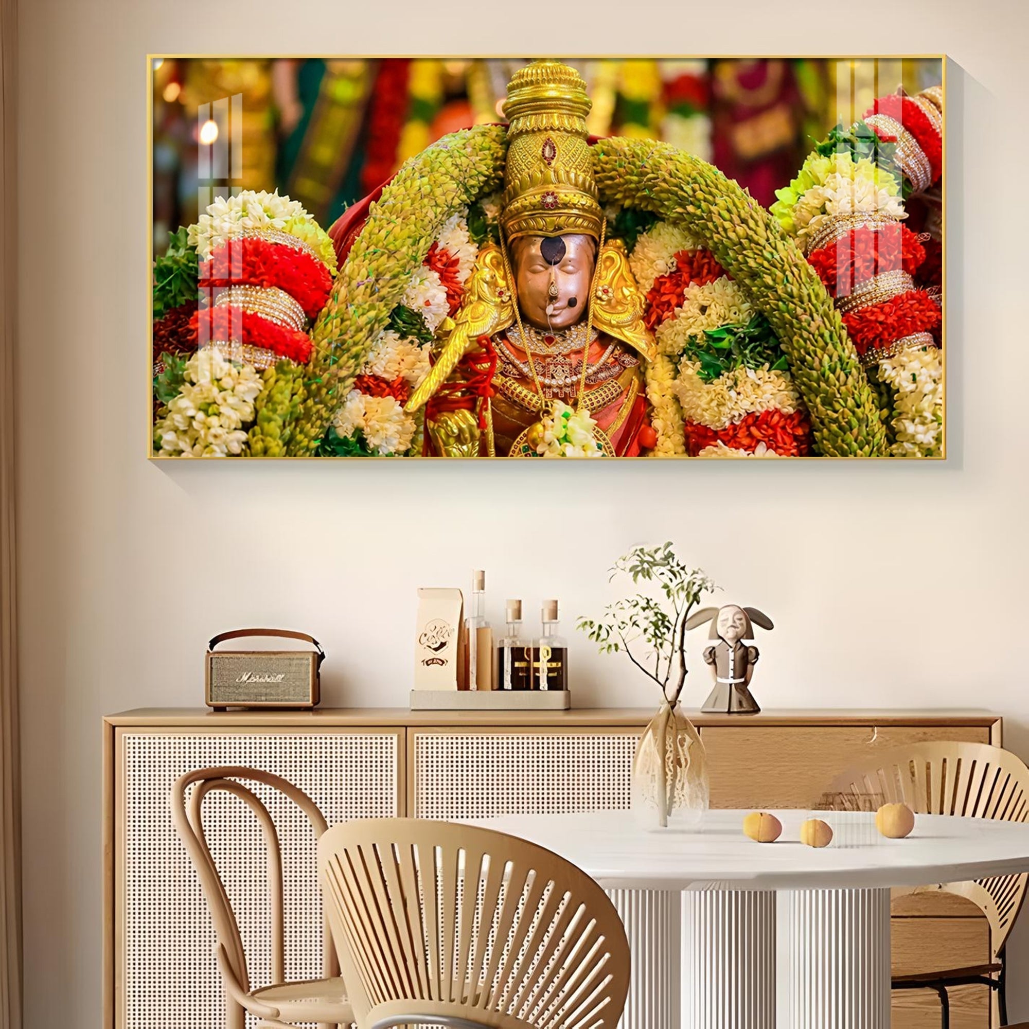 Goddess Meenakshi Amman Glass Finish Horizontal Wall Art