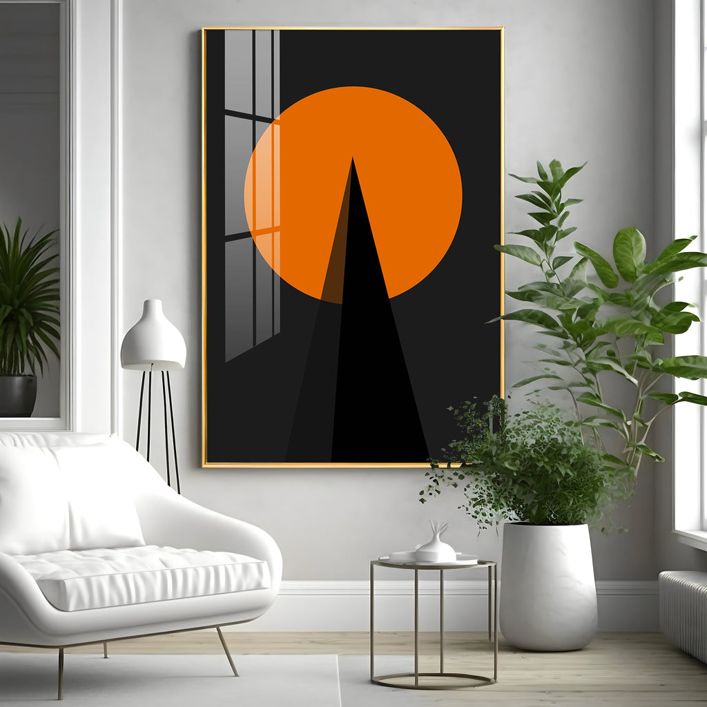 Black Orange Geometry Premium Acrylic Vertical Wall Art