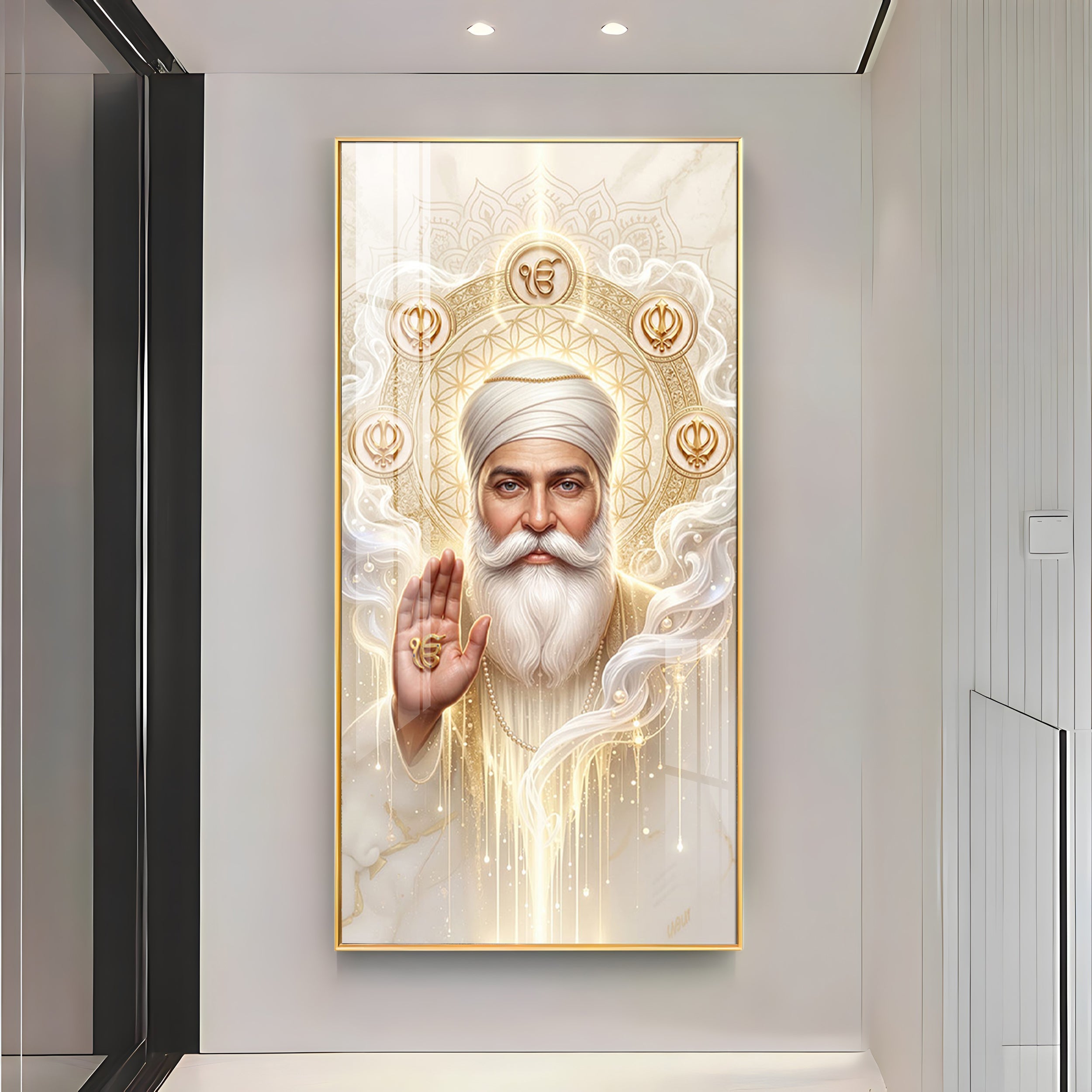 Guru Nanak Ji With Ik Onkar Premium Acrylic Vertical Wall Art