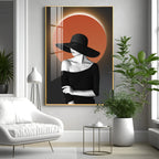 Glow Of Modern Girl In Hat Premium Acrylic Vertical Wall Art