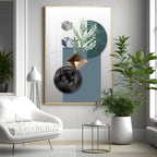 Geometric Art With Leafs Premium Acrylic Vertical Wall Art