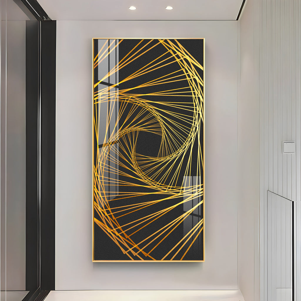 Abstract Golden Lines Design Premium Acrylic Vertical Wall Art
