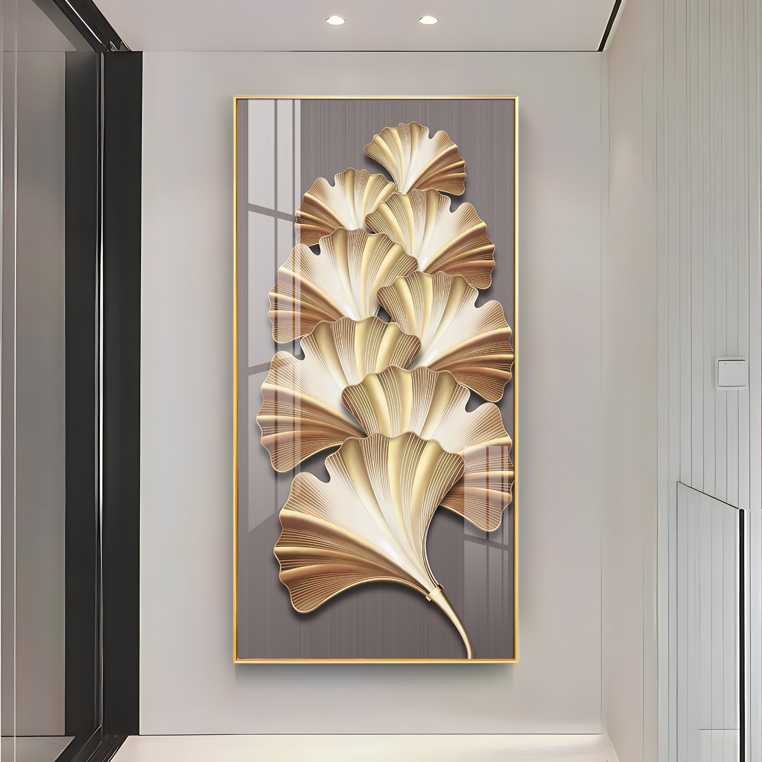 Golden Glow Premium Acrylic Vertical Wall Art