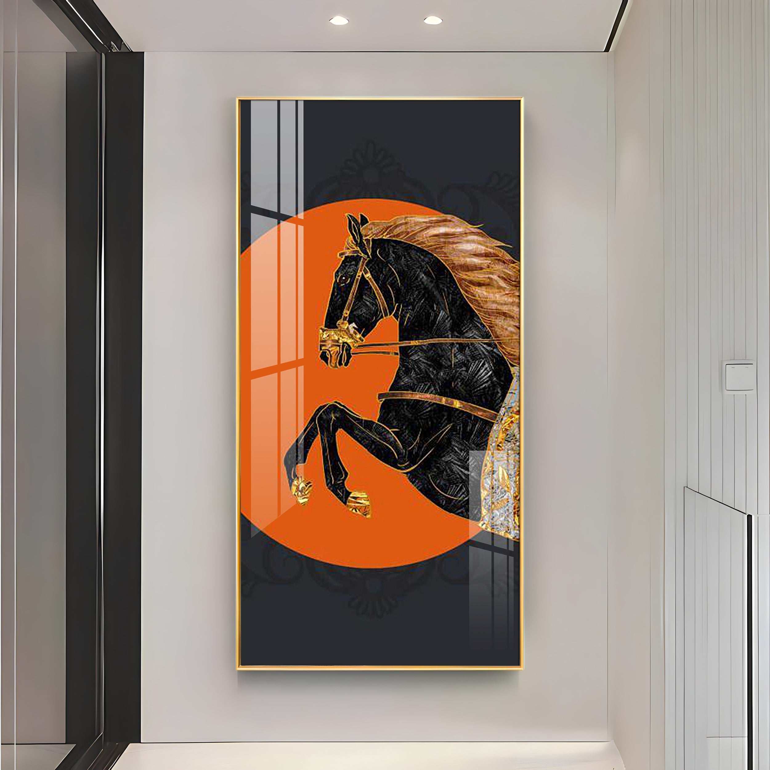 Black Horse Premium Acrylic Vertical Wall Art