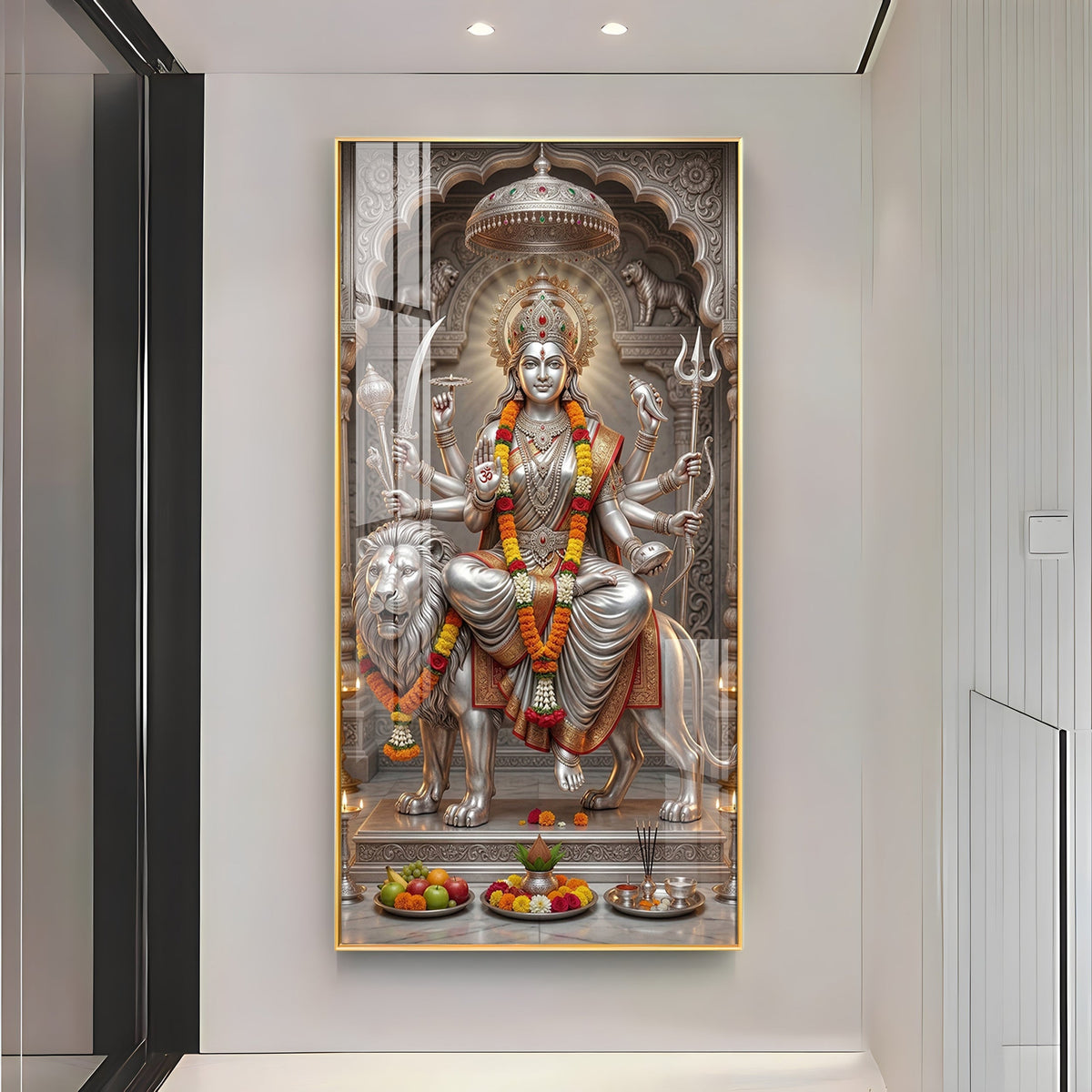 Divine Goddess Maa Durga Premium Acrylic Vertical Wall Art