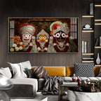 Lord Jagannath, Balabhadra & Subhadra Glass Finish Horizontal Wall Art