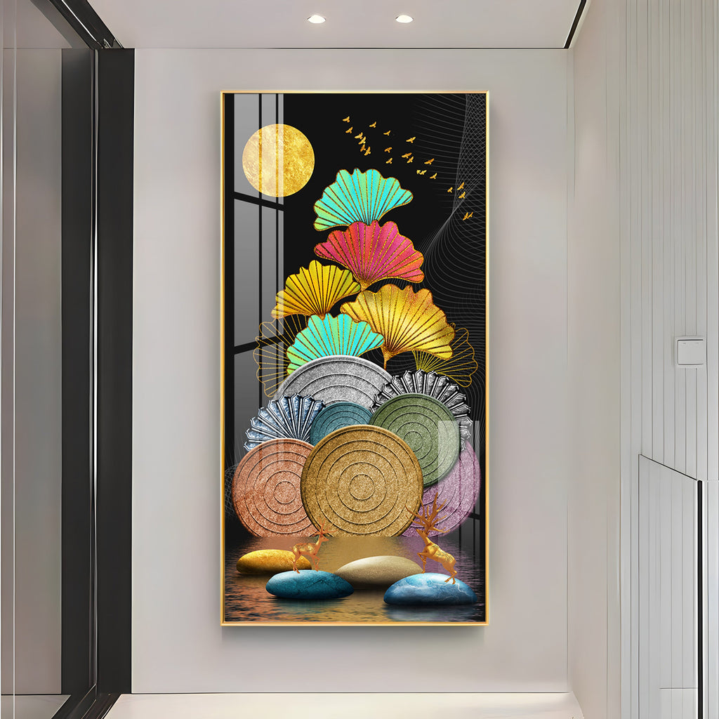 Multi Color Ginkgo Leaf Wall Premium Acrylic Vertical Wall Art