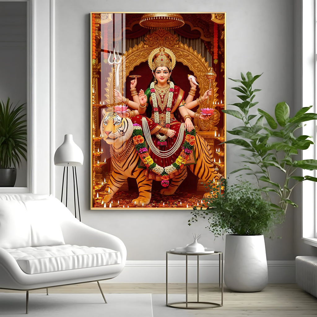 Divine Maa Durga Premium Acrylic Vertical Wall Art
