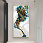 Rich Golden Carp School of Fish Premium Acrylic Vertical Wall Art