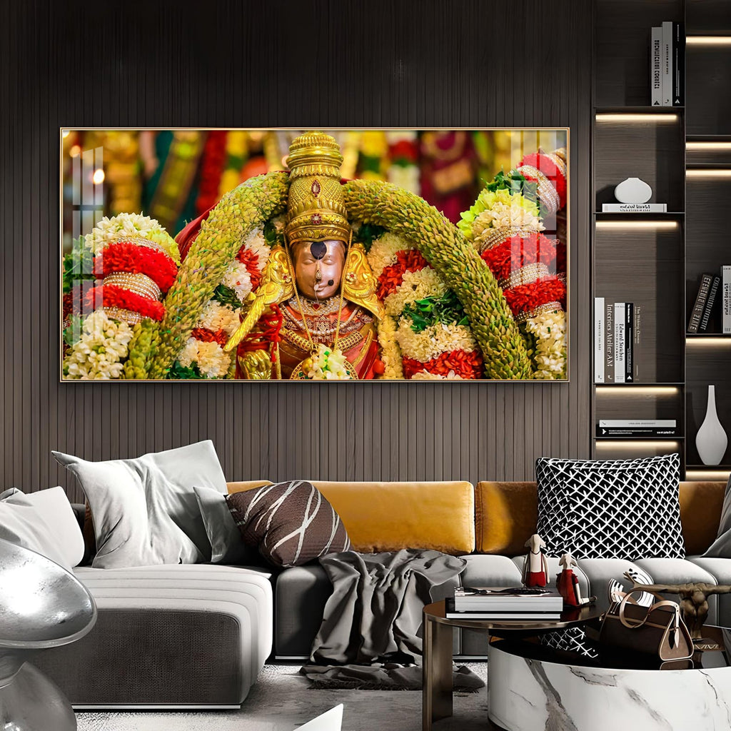 Goddess Meenakshi Amman Glass Finish Horizontal Wall Art