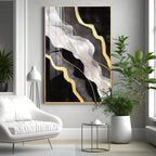 Golden Veins on Black Premium Acrylic Vertical Wall Art