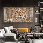Shiv Parivar Glass Finish Horizontal Wall Art