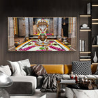 Omkareshwar Jyotirlinga Glass Finish Horizontal Wall Art