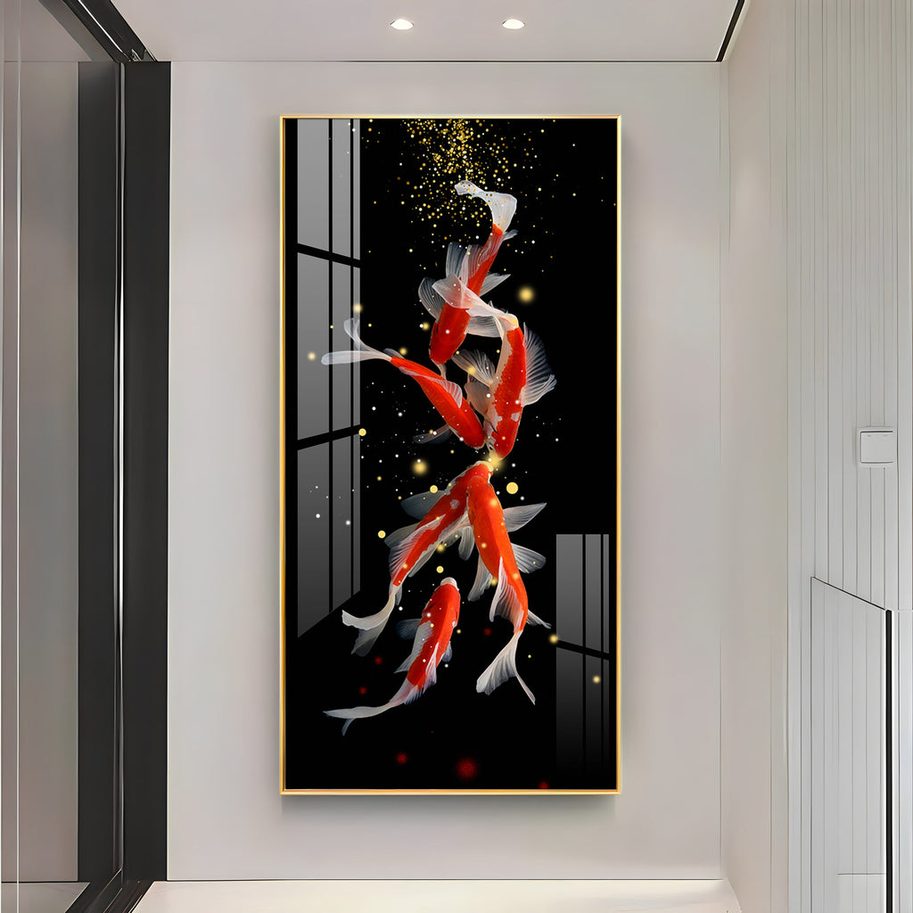 Red & White Koi Fish Premium Acrylic Vertical Wall Art