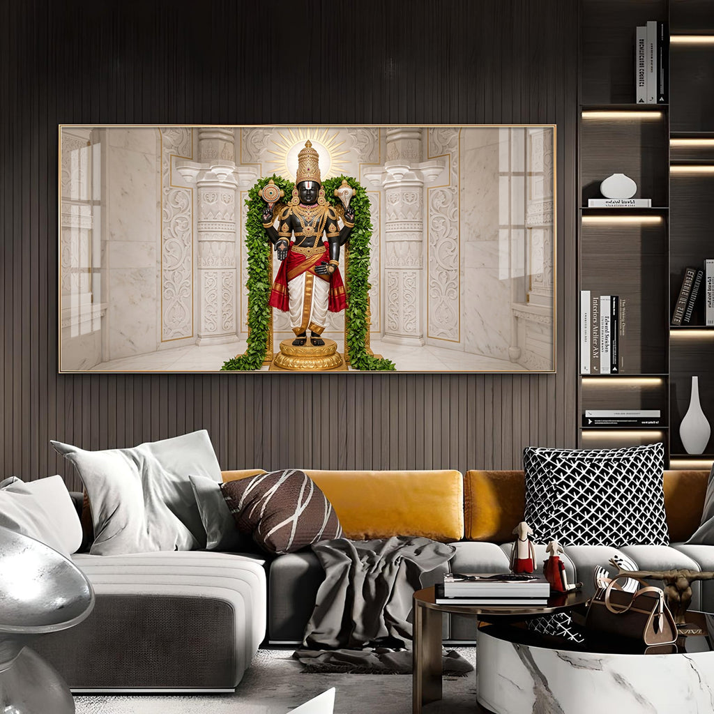 Lord Venkateswara Glass Finish Horizontal Wall Art