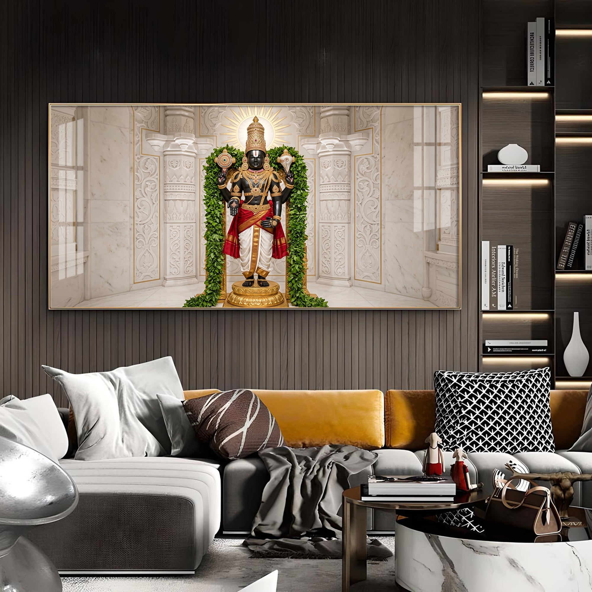 Lord Venkateswara Glass Finish Horizontal Wall Art