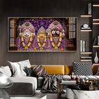 Hindu Deities Lord Jagannath, Subhadra & Balabhadra Glass Finish Horizontal Wall Art