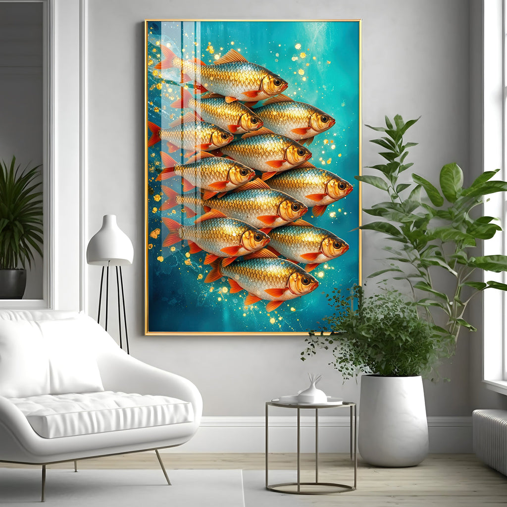Shimmering Goldfish Premium Acrylic Vertical Wall Art