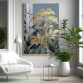 Republic Midnight Blue Botanical Leaves Premium Acrylic Vertical Wall Art