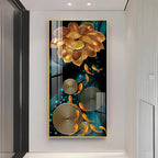Golden Serenity Blossom Premium Acrylic Vertical Wall Art