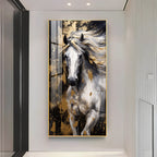White Horse with Golden Gleam Premium Acrylic Vertical Wall Art