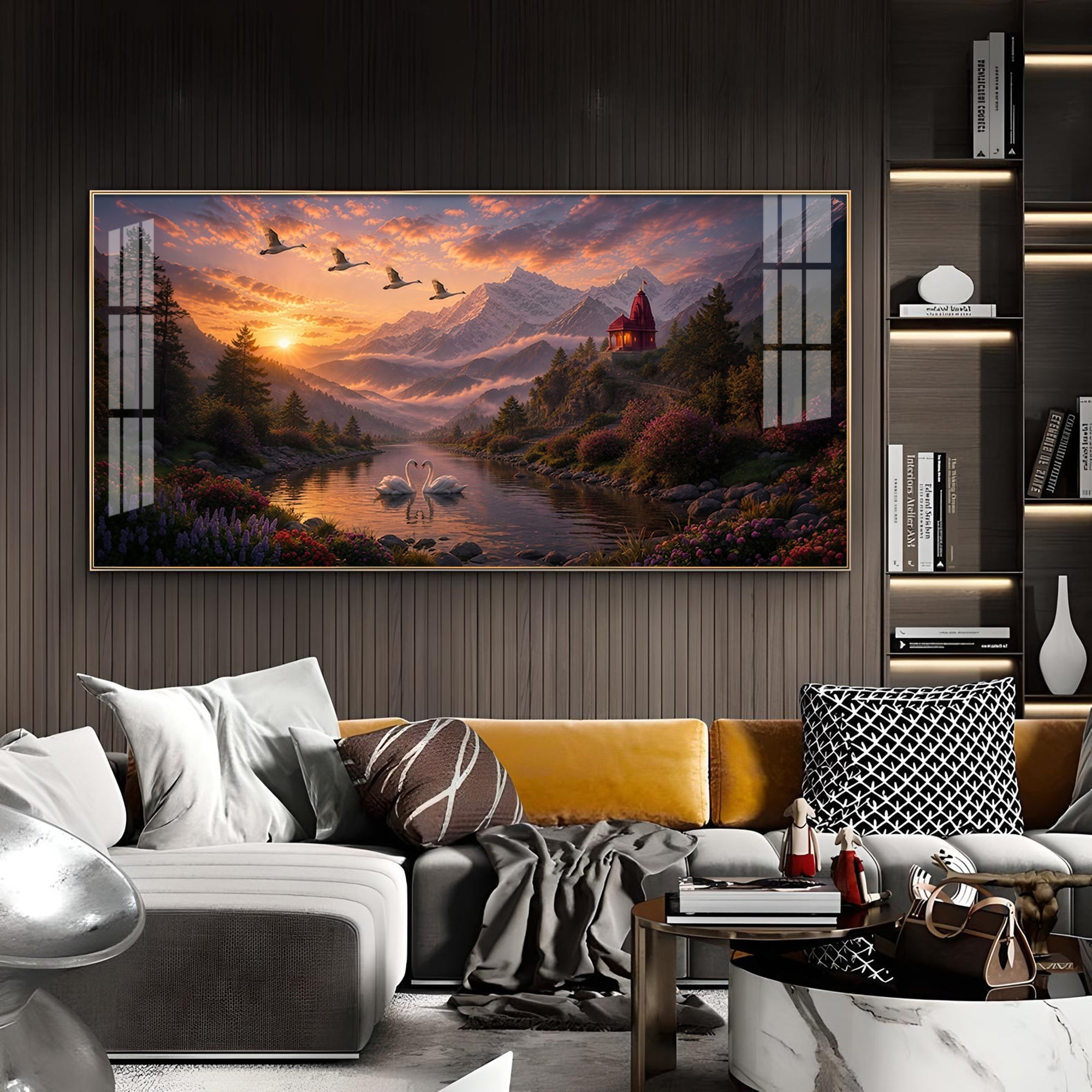 Vibrant Sunrise Glass Finish Horizontal Wall Art