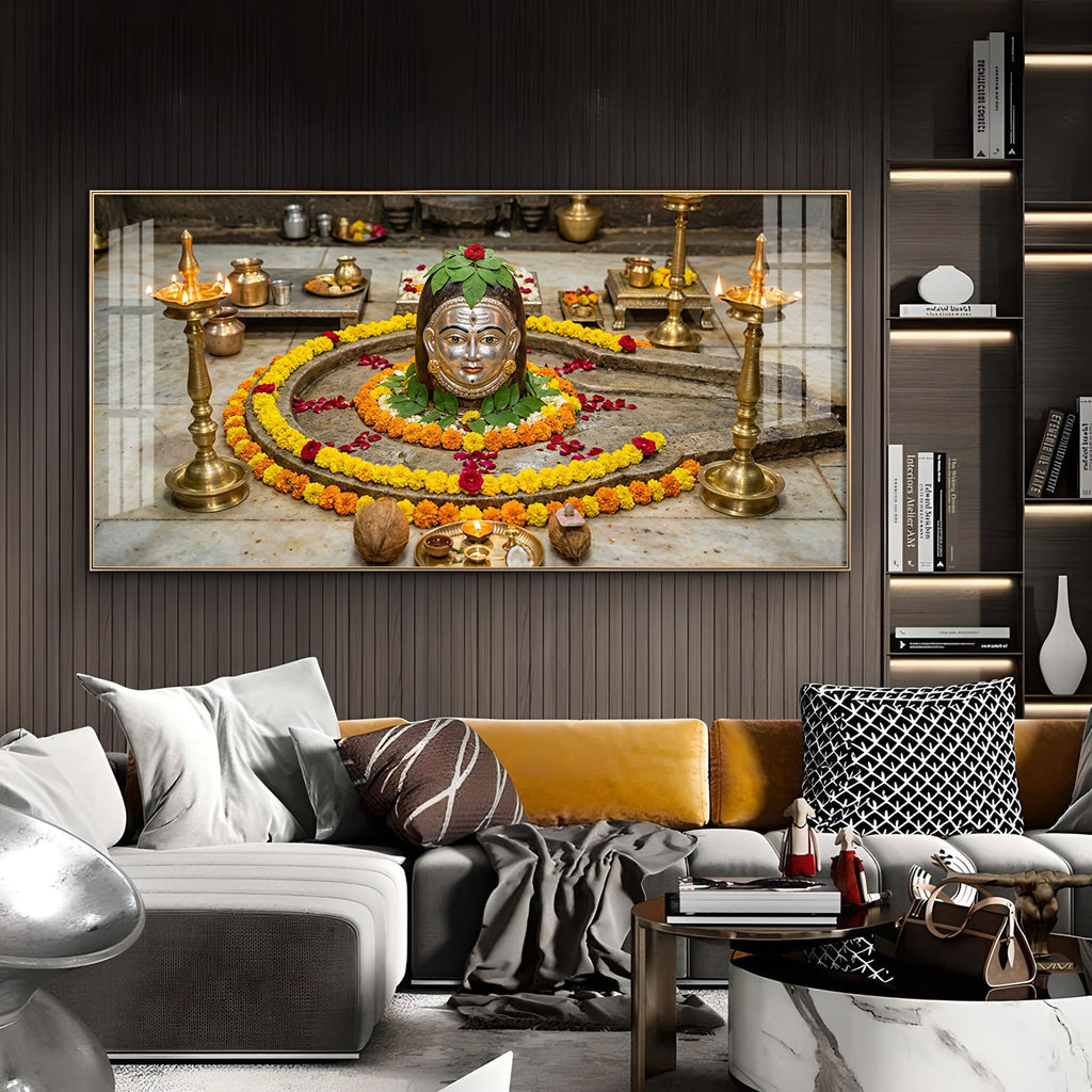 Trimbakeshwar Jyotirlinga Glass Finish Horizontal Wall Art