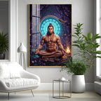 Lord Hanuman In Deep Meditation Premium Acrylic Vertical Wall Art