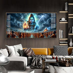 Bhole Baba Mahadev Glass Finish Horizontal Wall Art