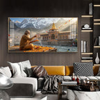 Divine Badrinath Dham Glass Finish Horizontal Wall Art