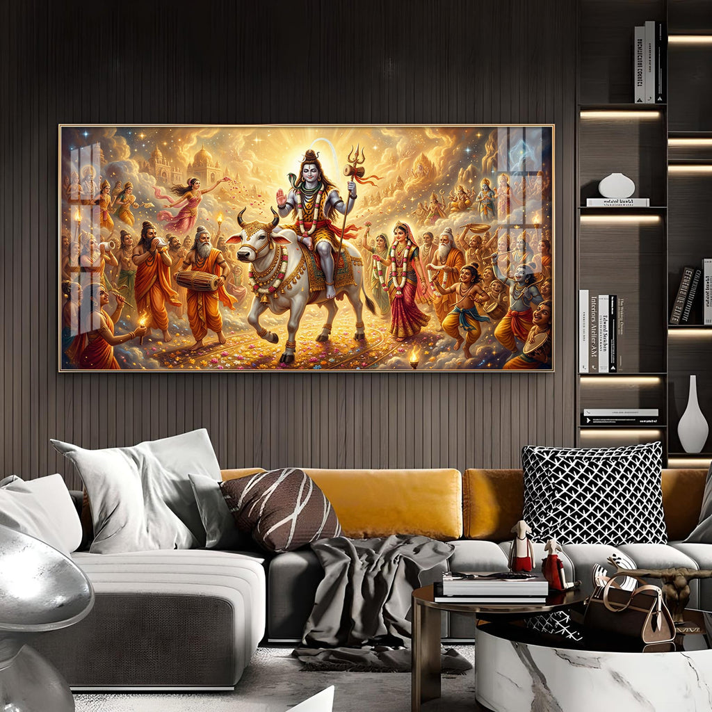 HC HC Mahadev Shambhu Glass Finish Horizontal Wall Art