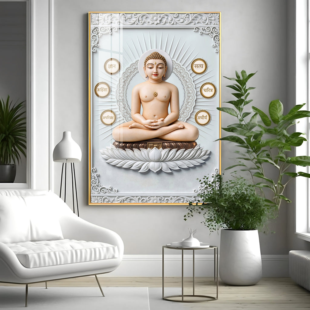 God Mahavir Jain Premium Acrylic Vertical Wall Art