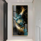 Blue Horse With Abstract Background Premium Acrylic Vertical Wall Art