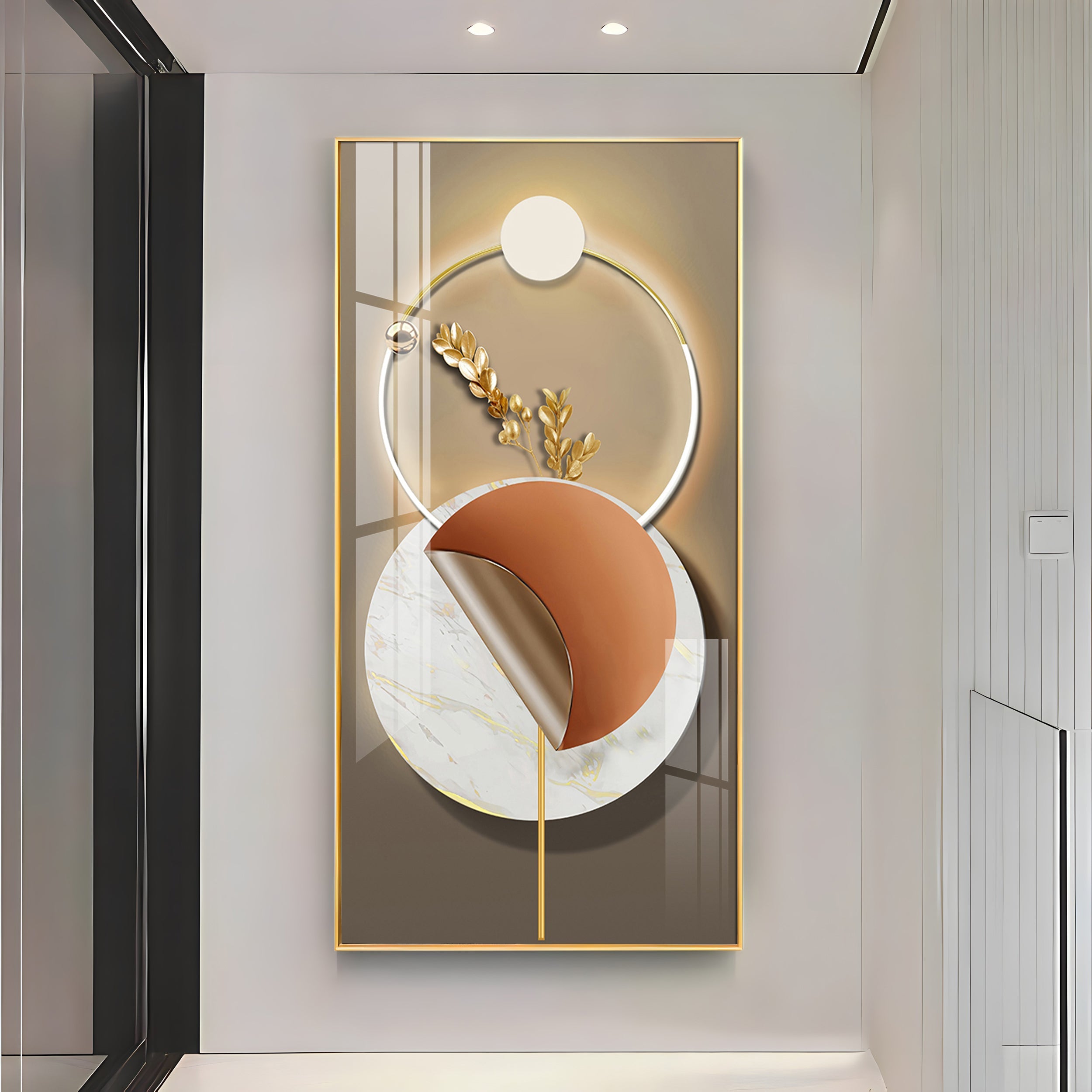 Golden Elegance Premium Acrylic Vertical Wall Art